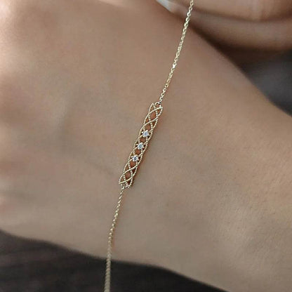 S925 Sterling Silver Plating 14K Gold Light Luxury Retro Hollow Zircon Bracelet For Womne Sweet Jewelry Gift - Touchy Style