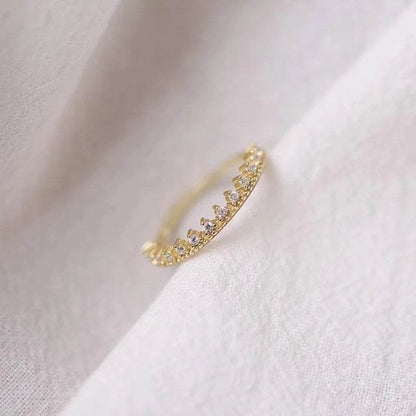 925 Sterling Silver French Simple Crown Ring Women Classic Fashion Palace Style 14k Gold Plating Jewelry Girlfriend Gift - Touchy Style