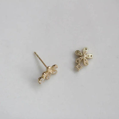 925 Sterling Silver Shiny Crystal Flower Stud Earrings Women Cute Elegant Party Wedding Jewelry Accessories Girlfriend Gifts - Touchy Style