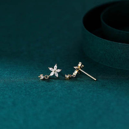 Korean Luxury Exquisite Flower Inlaid Zircon Earrings for Women Temperament Wedding Dating Jewelry Gifts - Touchy Style