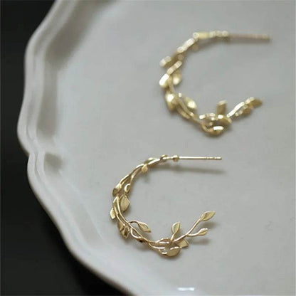 925 Sterling Silver French Simple Wrapping Olive Leaf Earrings Women Elegant Noble Wedding Jewelry Accessories Gift - Touchy Style