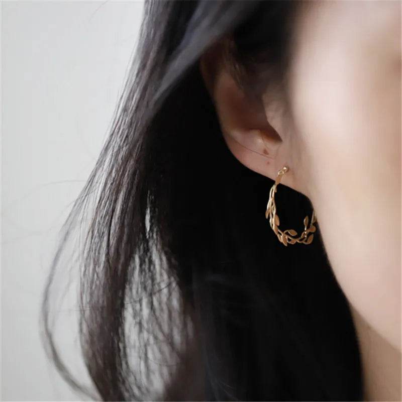 925 Sterling Silver French Simple Wrapping Olive Leaf Earrings Women Elegant Noble Wedding Jewelry Accessories Gift - Touchy Style