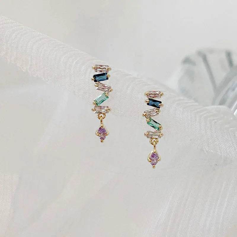 925 Sterling Silver Simple Snake Stud Earrings Women Pavé Crystal Tassel Earrings Wedding Temperament Jewelry Friendship Gift - Touchy Style