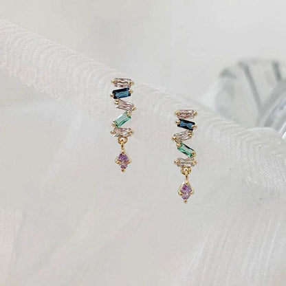 925 Sterling Silver Simple Snake Stud Earrings Women Pavé Crystal Tassel Earrings Wedding Temperament Jewelry Friendship Gift - Touchy Style