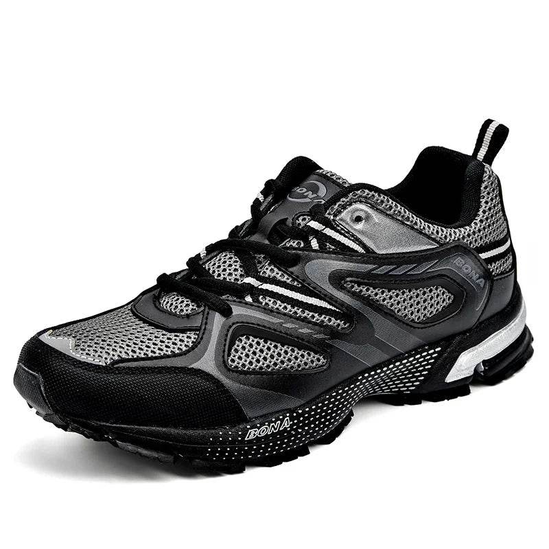 BONA New Arrival Classics Style Men Running Shoes Cow Split Mesh Men Sport Shoes Lace Up Outdoor Jogging Shoes Free Shipping - Touchy Style