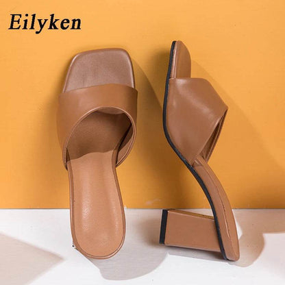 Purple Slipper Summer Outdoor Sandal Women Square High Heel Beach Slip On Flip Flop Slides Size 41 42 - Touchy Style