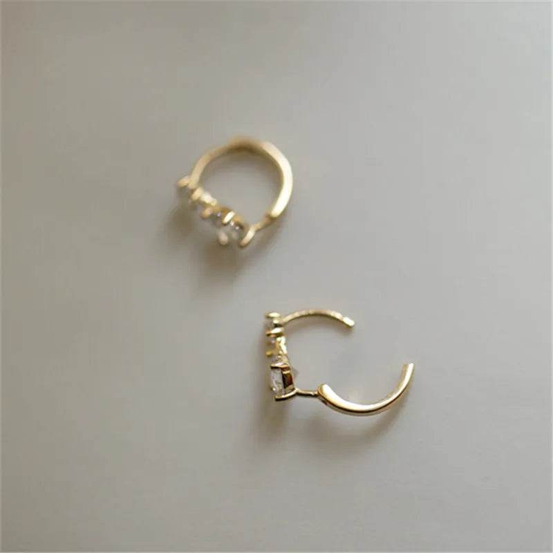 925 Sterling Silver Plating 14K Gold Earrings Korea Sweet Zircon Ear Studs Women Temperament Party Jewelry Gifts - Touchy Style