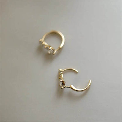 925 Sterling Silver Plating 14K Gold Earrings Korea Sweet Zircon Ear Studs Women Temperament Party Jewelry Gifts - Touchy Style
