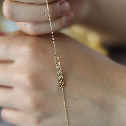 S925 Sterling Silver Plating 14K Gold Light Luxury Retro Hollow Zircon Bracelet For Womne Sweet Jewelry Gift - Touchy Style