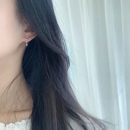 925 Sterling Silver Simple Snake Stud Earrings Women Pavé Crystal Tassel Earrings Wedding Temperament Jewelry Friendship Gift - Touchy Style