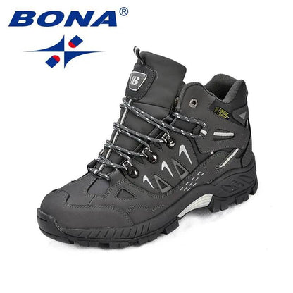 BONA New Classics Style Men Hiking Shoes Action Leather Men Athletic Shoes Lace Up Outdoor Men Jogging Sneakers Free Shipping - Touchy Style