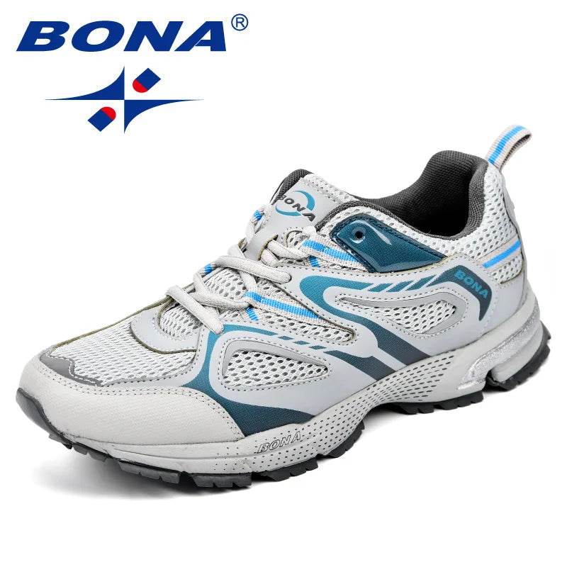 BONA New Arrival Classics Style Men Running Shoes Cow Split Mesh Men Sport Shoes Lace Up Outdoor Jogging Shoes Free Shipping - Touchy Style