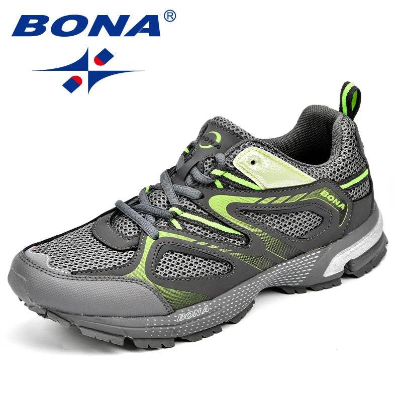 BONA New Arrival Classics Style Men Running Shoes Cow Split Mesh Men Sport Shoes Lace Up Outdoor Jogging Shoes Free Shipping - Touchy Style