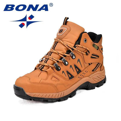BONA New Classics Style Men Hiking Shoes Action Leather Men Athletic Shoes Lace Up Outdoor Men Jogging Sneakers Free Shipping - Touchy Style