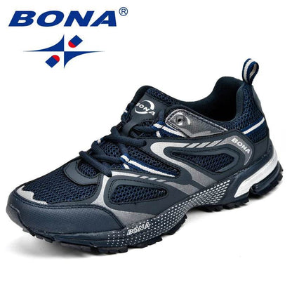 BONA New Arrival Classics Style Men Running Shoes Cow Split Mesh Men Sport Shoes Lace Up Outdoor Jogging Shoes Free Shipping - Touchy Style