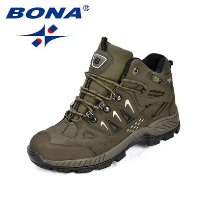 BONA New Classics Style Men Hiking Shoes Action Leather Men Athletic Shoes Lace Up Outdoor Men Jogging Sneakers Free Shipping - Touchy Style