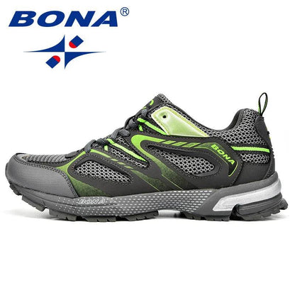 BONA New Arrival Classics Style Men Running Shoes Cow Split Mesh Men Sport Shoes Lace Up Outdoor Jogging Shoes Free Shipping - Touchy Style
