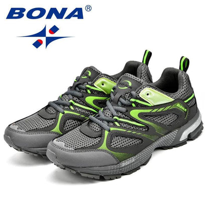 BONA New Arrival Classics Style Men Running Shoes Cow Split Mesh Men Sport Shoes Lace Up Outdoor Jogging Shoes Free Shipping - Touchy Style