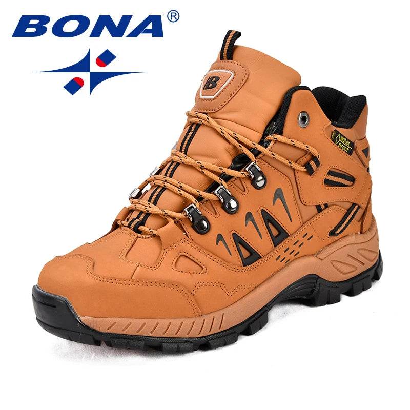BONA New Classics Style Men Hiking Shoes Action Leather Men Athletic Shoes Lace Up Outdoor Men Jogging Sneakers Free Shipping - Touchy Style