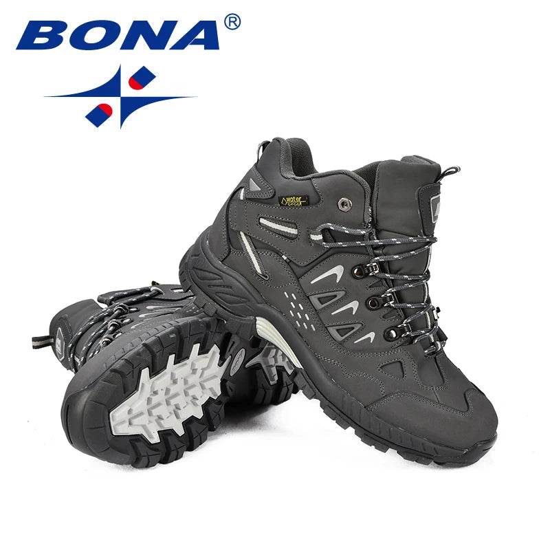 BONA New Classics Style Men Hiking Shoes Action Leather Men Athletic Shoes Lace Up Outdoor Men Jogging Sneakers Free Shipping - Touchy Style