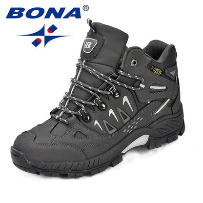 BONA New Classics Style Men Hiking Shoes Action Leather Men Athletic Shoes Lace Up Outdoor Men Jogging Sneakers Free Shipping - Touchy Style
