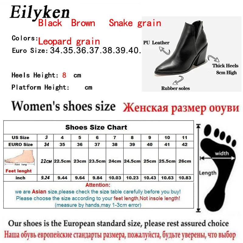 Autumn Winter Casual Western Cowboy Ankle Boots Women Snake Cowgirl Booties Short Cossacks Botas High Heels Shoes - Touchy Style