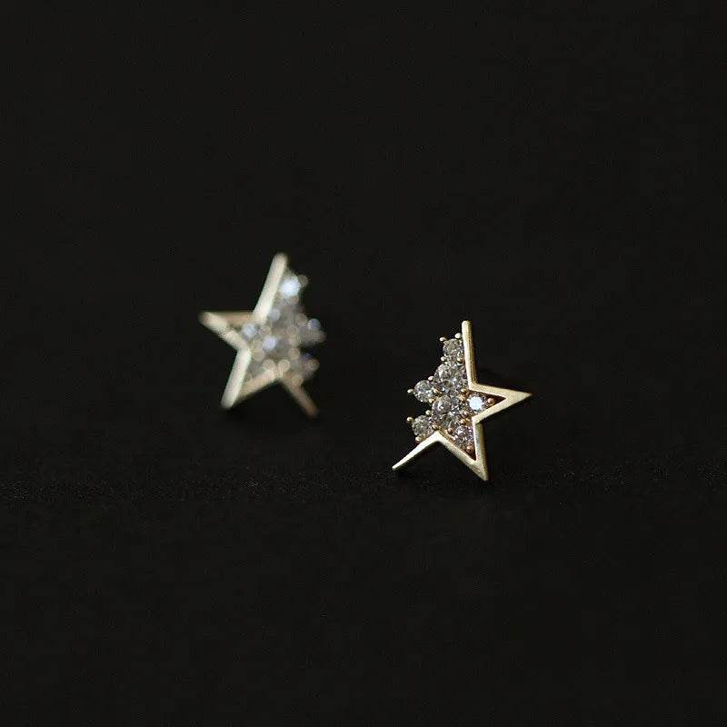 925 Sterling Silver French Creative Broken Star Stud Earrings Women Pavé Zircon Fashion Trend Party Jewelry Accessories - Touchy Style