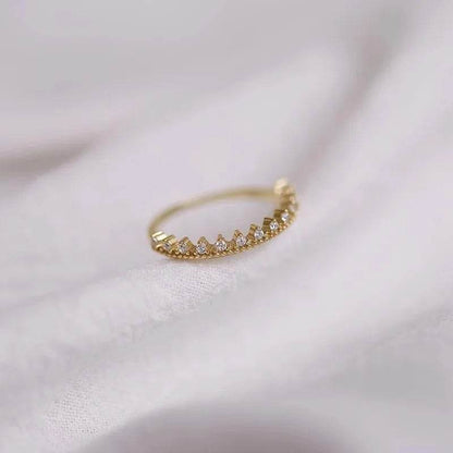 925 Sterling Silver French Simple Crown Ring Women Classic Fashion Palace Style 14k Gold Plating Jewelry Girlfriend Gift - Touchy Style