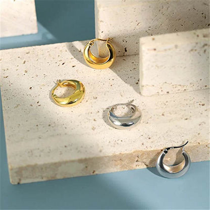 925 Sterling Silver European Geometric Circle Stud Earrings Women Generous Temperament Party Jewelry Accessories Friendship Gift - Touchy Style