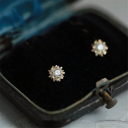 925 Sterling Silver Plated 14k Gold Plating Simple Sun Earrings Women Retro Court Style Exquisite Sweet Jewelry Accessories - Touchy Style