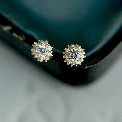 925 Sterling Silver Plated 14k Gold Plating Simple Sun Earrings Women Retro Court Style Exquisite Sweet Jewelry Accessories - Touchy Style