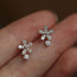 925 Sterling Silver Shiny Crystal Flower Stud Earrings Women Cute Elegant Party Wedding Jewelry Accessories Girlfriend Gifts - Touchy Style