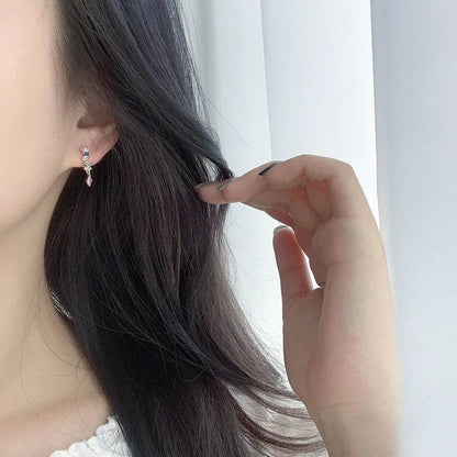 925 Sterling Silver Simple Snake Stud Earrings Women Pavé Crystal Tassel Earrings Wedding Temperament Jewelry Friendship Gift - Touchy Style