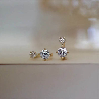 925 Sterling Silver Plating 14K Gold Earrings Korea Sweet Zircon Ear Studs Women Temperament Party Jewelry Gifts - Touchy Style