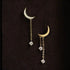 925 Sterling Silver 14k Gold Plating Bohemian Classic Moon Crystal Tassel Earrings Women Simple Wedding Jewelry Accessories - Touchy Style