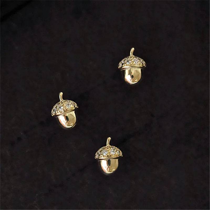 Cute Oak Pine Fruit Earrings for Women 925 Sterling Silver Plated 14K Fold Micro-inlaid Zircon Exquisite Ear Jewelry Gift - Touchy Style