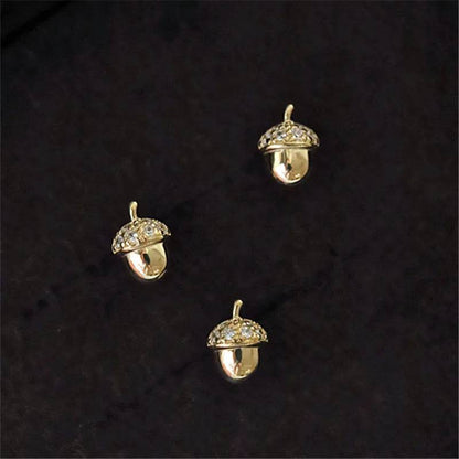 Cute Oak Pine Fruit Earrings for Women 925 Sterling Silver Plated 14K Fold Micro-inlaid Zircon Exquisite Ear Jewelry Gift - Touchy Style