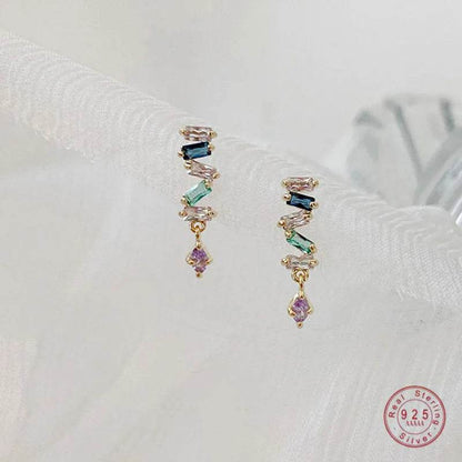 925 Sterling Silver Simple Snake Stud Earrings Women Pavé Crystal Tassel Earrings Wedding Temperament Jewelry Friendship Gift - Touchy Style