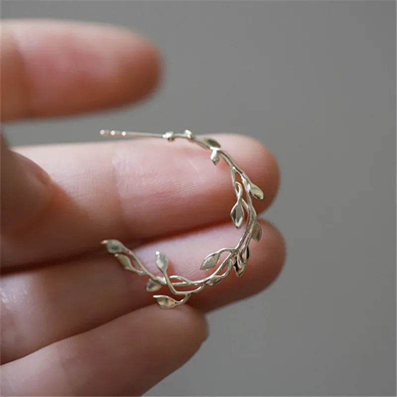 925 Sterling Silver French Simple Wrapping Olive Leaf Earrings Women Elegant Noble Wedding Jewelry Accessories Gift - Touchy Style