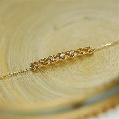 S925 Sterling Silver Plating 14K Gold Light Luxury Retro Hollow Zircon Bracelet For Womne Sweet Jewelry Gift - Touchy Style