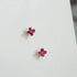 925 Sterling Silver Plated 14K Gold Red Zircon Lovely Small Flower Stud Earrings Women Wedding Jewelry Gift - Touchy Style