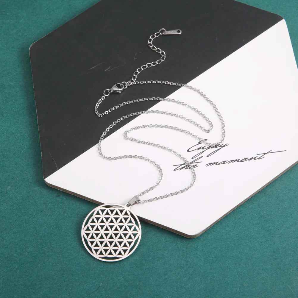 Necklaces Charm Jewelry - Stainless Steel Chain - Flower of Life - CJ0141 - Touchy Style