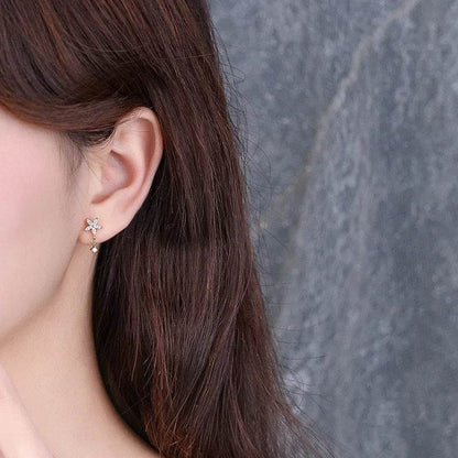 Korean Luxury Exquisite Flower Inlaid Zircon Earrings for Women Temperament Wedding Dating Jewelry Gifts - Touchy Style