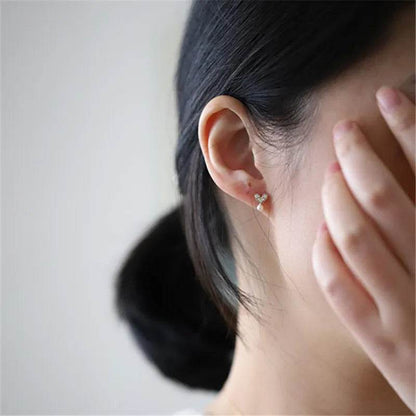 925 Sterling Silver 14k Gold Plated Stud Earrings Mock Pearl Zircon Heart Earrings for Women Elegant Temperament Jewelry - Touchy Style