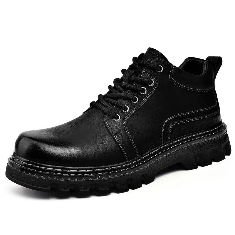 New Genuine Leather Men Boots Cow Leather Upper Durable Sole Lace up Autumn Winter Boots Daily Leisure Outdoor Shoes For Man - Touchy Style