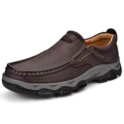 Handmade Leather Casual Mens Shoes Antiskid Man Loafers Comfort Walking Shoes All-match Men Treking Flats Hot Sale Hiking Shoes