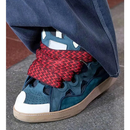Thick-Soled Dad Shoes Men/women 2025 Summer Autumn Lace Up Clunky Sneaker Casual Skateboard Shoes Mixed Color Sport Shoes