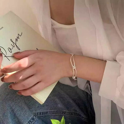 PANJBJ 925 Sterling Silver Line Tie Bracelet for Women Hollow Out Hook Buckle Korean Ins Punk Jewelry Party Gifts Dropshipping - Touchy Style