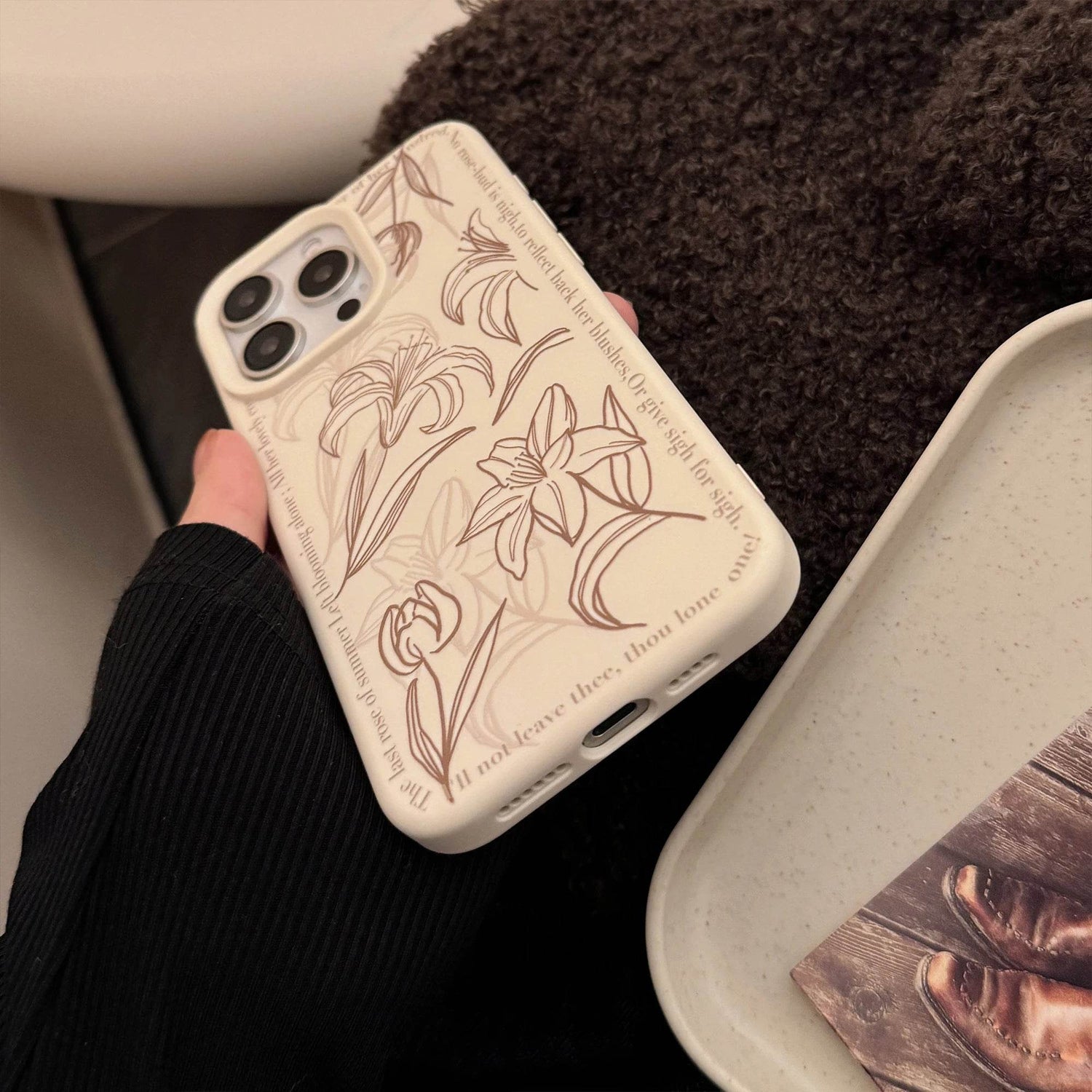 Cute Phone Cases For iPhone 16, 15, 14, 13 Pro Max - Artistic Lily Flower Pattern - Chic Back Cover - PC006 - Touchy Style