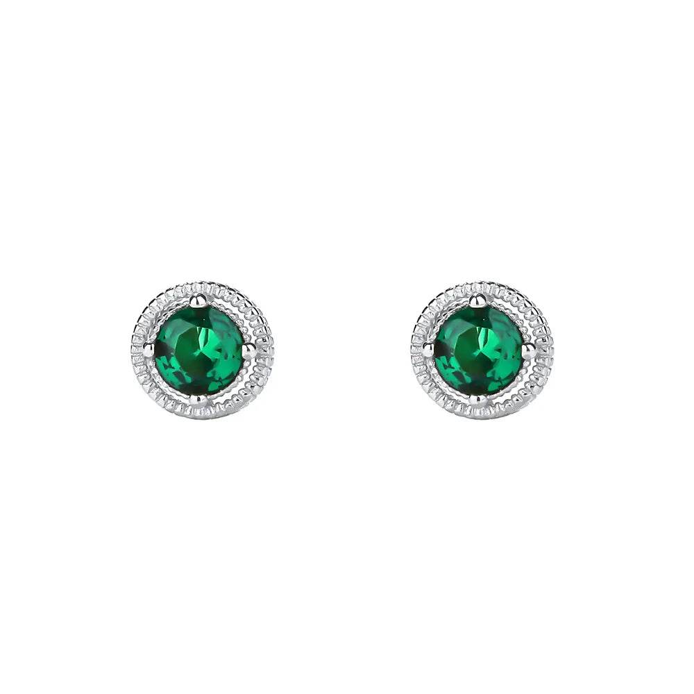 925 Sterling Silver French Light Luxury Baroque Carved Green Zircon Stud Earrings For Women Wedding Party Jewelry - Touchy Style